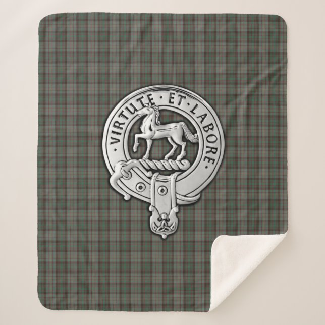Cobertor Sherpa Clan Cochrane Crest & Hunting Tartan (Frente)