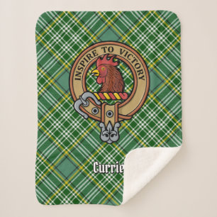 Cobertor Sherpa Clan Currie Rooster Crest sobre Tartan