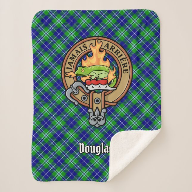 Cobertor Sherpa Clan Douglas Crest sobre Tartan (Frente)