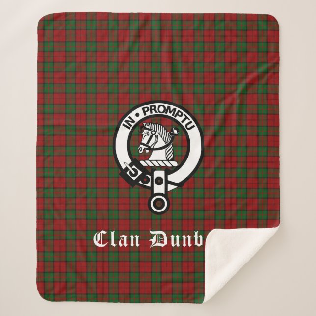 Cobertor Sherpa Clan Dunbar Crest Crachá & Tartan (Frente)