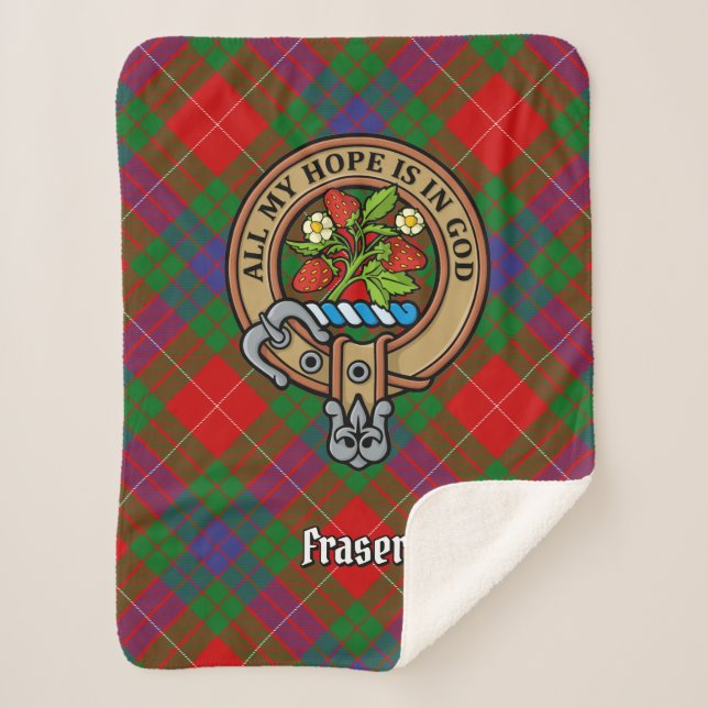 Cobertor Sherpa Clan Fraser Crest sobre Tartan (Frente)