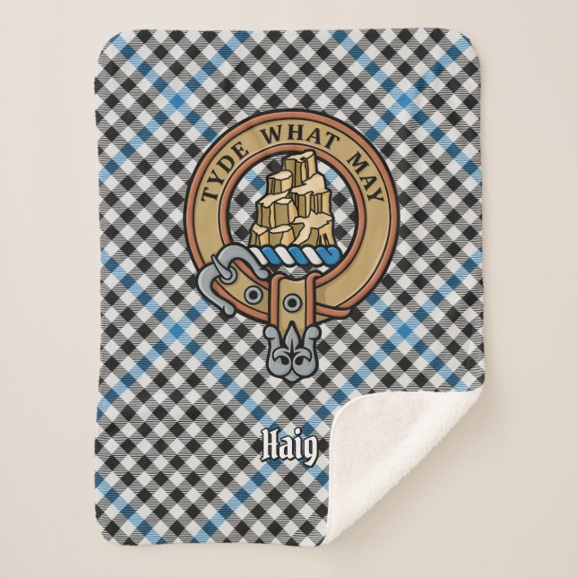 Cobertor Sherpa Clan Haig Crest over Check Tartan (Frente)