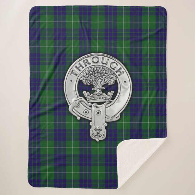 Cobertor Sherpa Clan Hamilton Crest & Hunting Tartan (Frente)