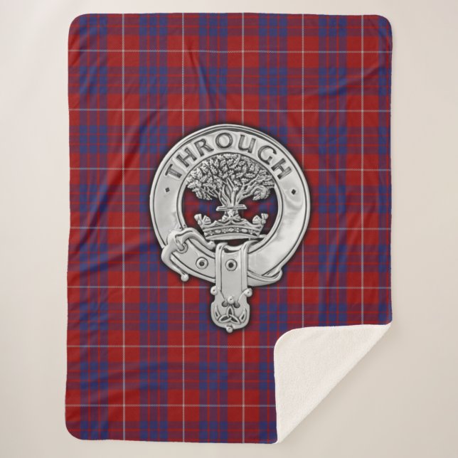 Cobertor Sherpa Clan Hamilton Crest & Tartan (Frente)