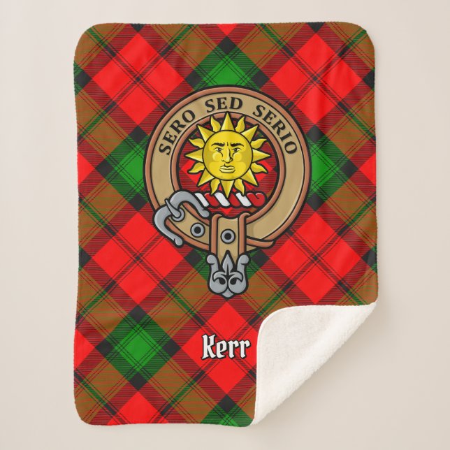 Cobertor Sherpa Clan Kerr Crest sobre Tartan (Frente)