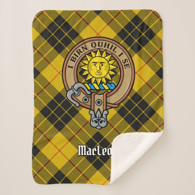 Cobertor Sherpa Clan MacLeod de Lewis Crest sobre Tartan (Frente)