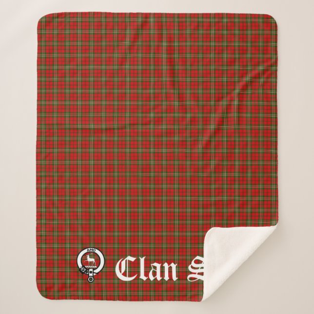 Cobertor Sherpa Clan Scott Crest Crachá e Tartan (Frente)