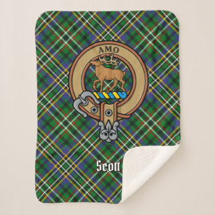 Cobertor Sherpa Clan Scott Crest sobre Green Tartan