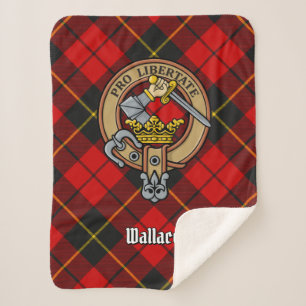 Cobertor Sherpa Clan Wallace Crest sobre Tartan