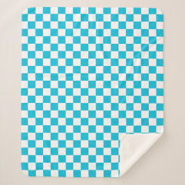 Cobertor Sherpa Classic aqua blue checkerboard