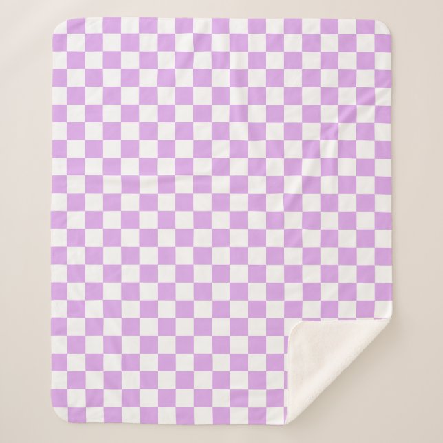 Cobertor Sherpa Classic light lavender checkerboard  (Frente)