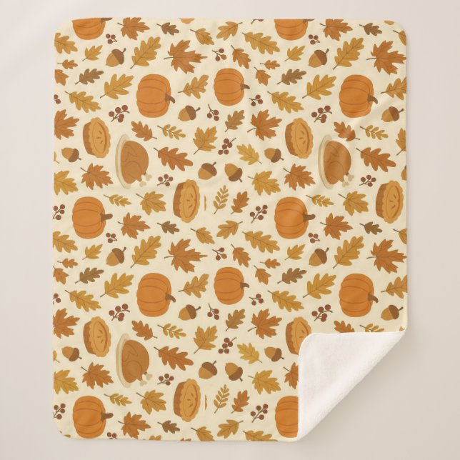 Cobertor Sherpa Classic Thanksgiving patterned  (Frente)
