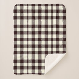 Cobertor Sherpa Clássico de Gingham Preto e Branco Moderno