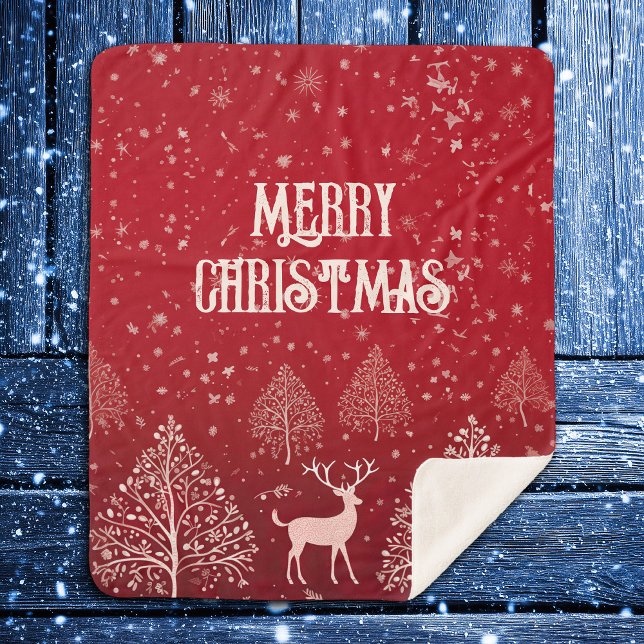 Cobertor Sherpa Clássico Red Merry Winter (Criador carregado)