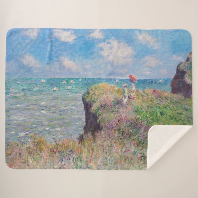 Cobertor Sherpa Claude Monet - Cliff Walk em Pourville (Frente (Horizontal))