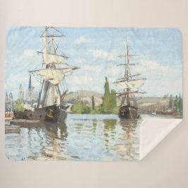 Cobertor Sherpa Claude Monet. Navios a voar no Sena em Rouen