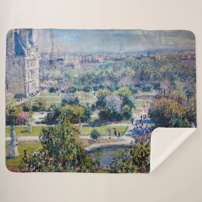 Cobertor Sherpa Claude Monet - O Jardim das Tuilarias (Frente (Horizontal))
