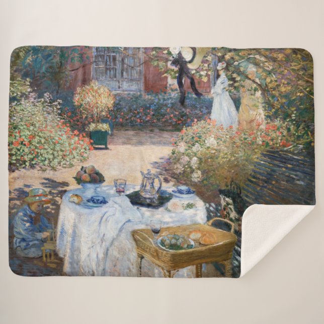 Cobertor Sherpa Claude Monet - O Luncheon, painel decorativo (Frente (Horizontal))
