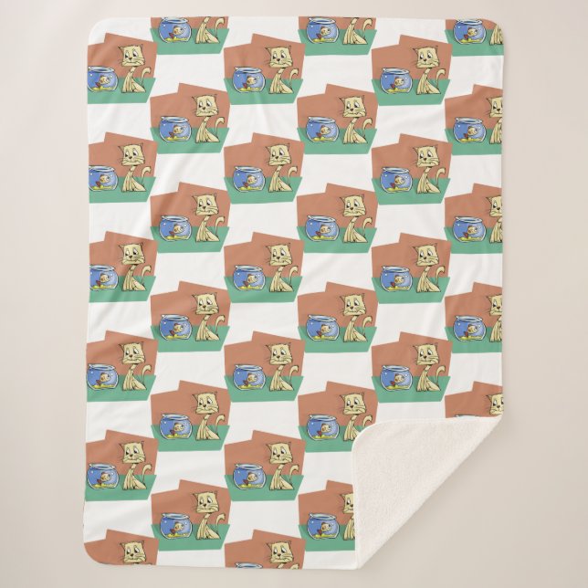 Cobertor Sherpa Clipe de gato e de tigela (Frente)