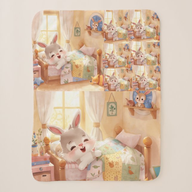 Cobertor Sherpa "Cobertor Infantil Bunny Sonolento – Coelho Repeti (Frente)