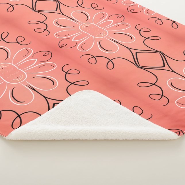 Cobertor Sherpa Cobertura Branca De Fowada Com Preto Tinta (3/4)