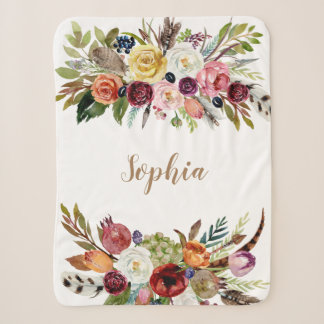 Cobertor Sherpa Cobertura de bebê personalizada com florea aquátic