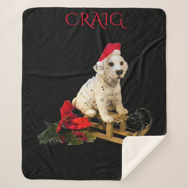Cobertor Sherpa Cobertura de natal com nome personalizado. (Frente)