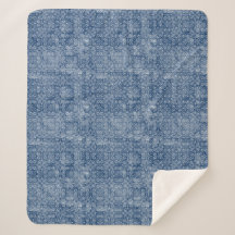 Cobertura de Sherpa do Batik do índigo