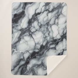 Cobertor Sherpa Cobertura Luxuosa de Mármore Preto e Branco