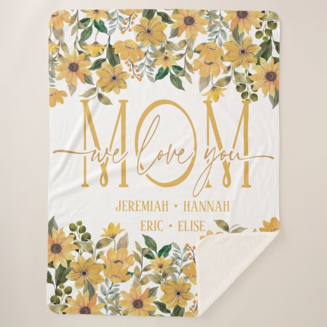 Cobertor Sherpa Cobertura personalizada para os girassóis da mãe (Frente)