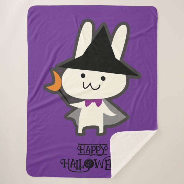 Cobertor Sherpa Coelho do Mágico Bruto do Halloween Roxo (Frente)