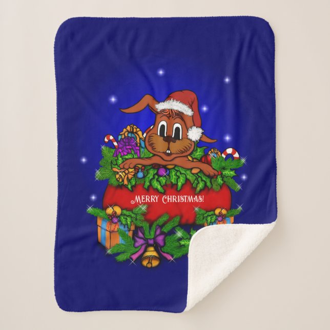 Cobertor Sherpa Coelho Natal (Frente)