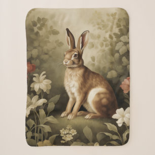 Cobertor Sherpa Coelho Vintage Woodland em Floresta Floral