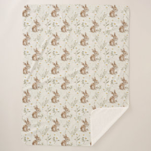 Cobertor Sherpa Coelhos Bunny Flores de Margarida