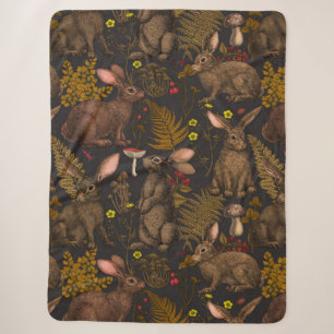 Cobertor Sherpa Coelhos e flora florestal 3 Sherpa Blanket