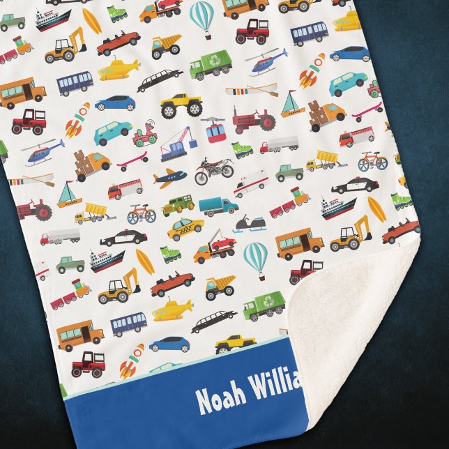 Cobertor Sherpa Coisas De Meninos Que Movimentam Carros De Veículo (Criador carregado)