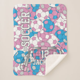 Cobertor Sherpa Colagem Colorido de Futebol de Pastel com Texto