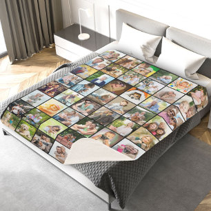 Cobertor Sherpa Colagem com Grade de Fotografias Múltiplas 48 Imag