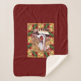 Cobertor Sherpa Colagem da safra Retro com rendas e flores