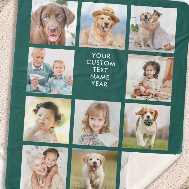 Cobertor Sherpa Colagem de 11 Fotos Personalizada Esmeralda Tendên (Criador carregado)