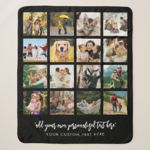 Cobertor Sherpa Colagem de 16 Fotos Personalizadas