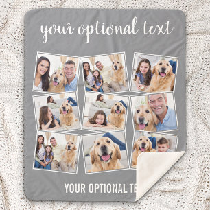 Cobertor Sherpa Colagem de Fotografias da Cinza 9 Moderna