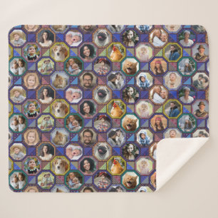 Cobertor Sherpa Colagem de Fotografias Familiares Escuro Inclinaçã