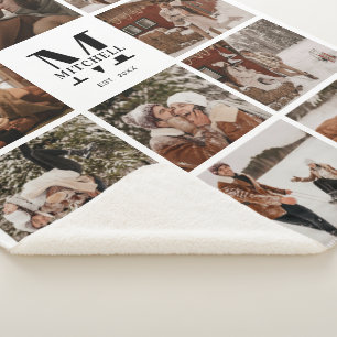 Cobertor Sherpa Colagem de Fotografias Múltiplas Elegante Moderna 