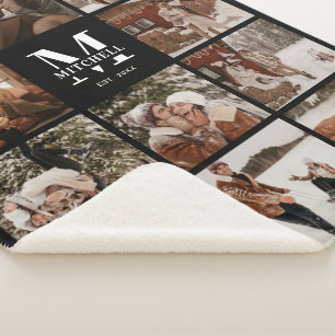 Cobertor Sherpa Colagem de Fotografias Múltiplas Elegante Moderna