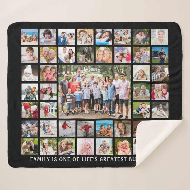 Cobertor Sherpa Colagem de Fotografias Personalizada de Cotação 45 (Frente (Horizontal))