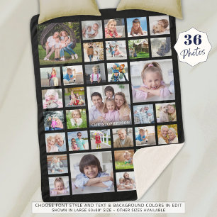 Cobertor Sherpa Colagem de Fotos da Família Moderna Personalizada