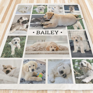 Cobertor Sherpa Colagem de Fotos de Cães Preto e Branco Mínimo Mod