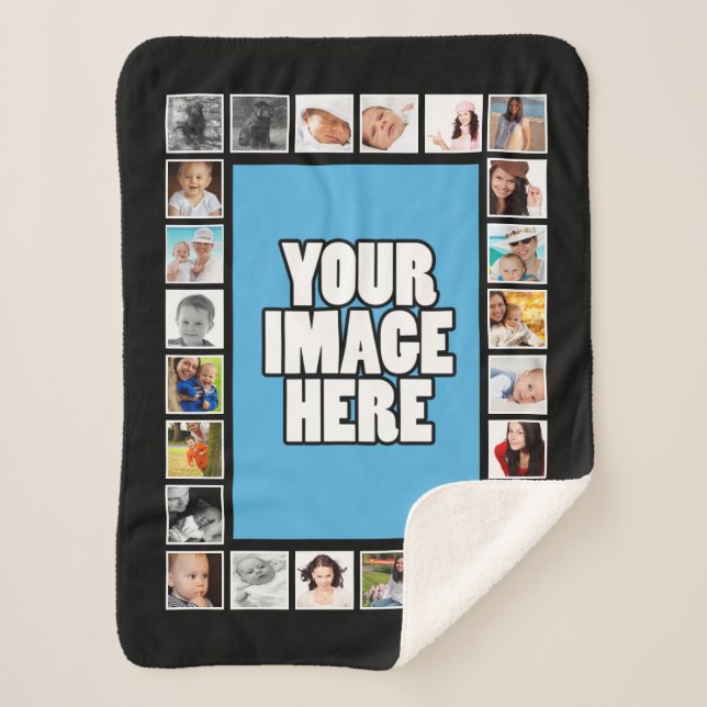 Cobertor Sherpa Colagem de fotos DIY personalizada (Frente)