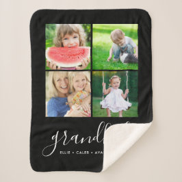 Cobertor Sherpa Colagem de Fotos do Instagram de Nomes de Netos Pe